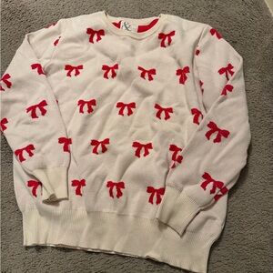 AMPERSAND AVE Cream and Red Sweater